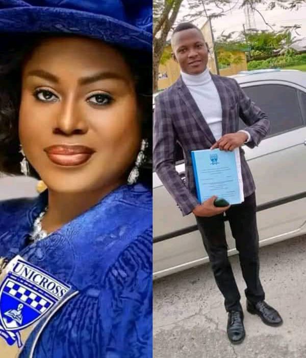 UNCROSS Acting VC, Prof. Francisca Bassey And Martins Eyam, the graduate she ordered arrested