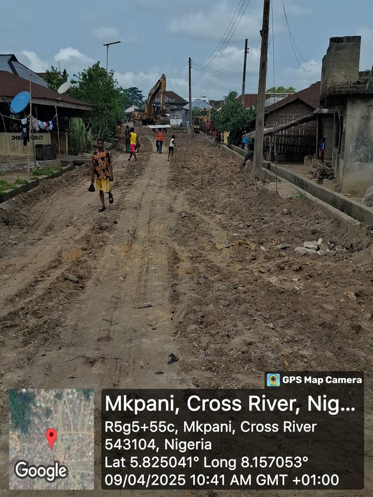 Construction of a road in Mkpani facilitated by Senator Eteng Williams