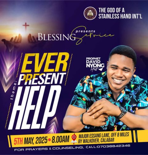 A promotional flier of a program for the self-styled prophet David Nyong Okon