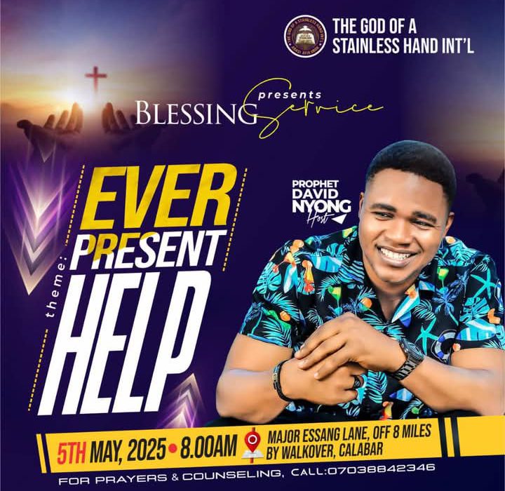 A promotional flier of a program for the self-styled prophet David Nyong Okon